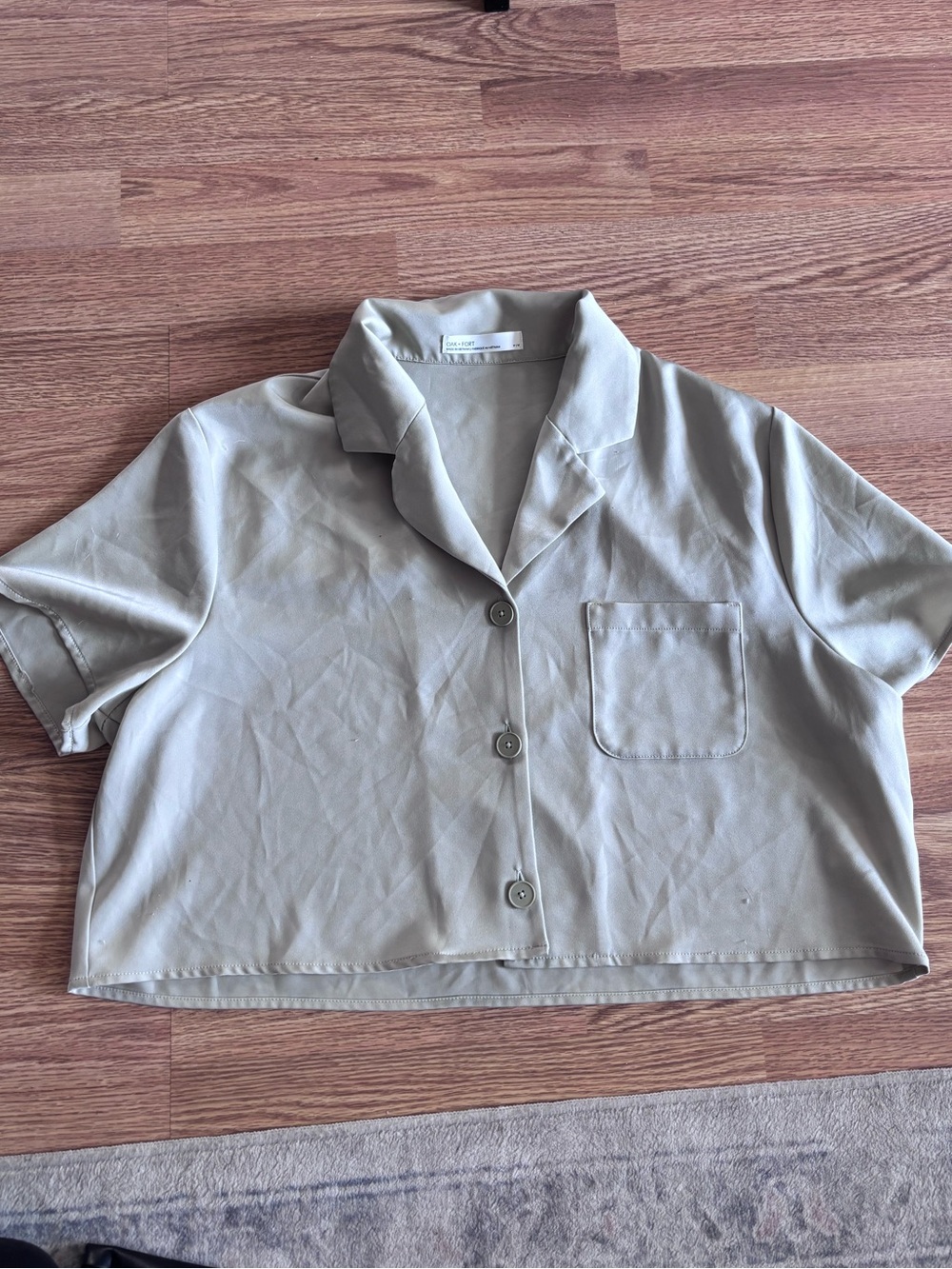 OAK + FORT sage silk Boxy Shirt